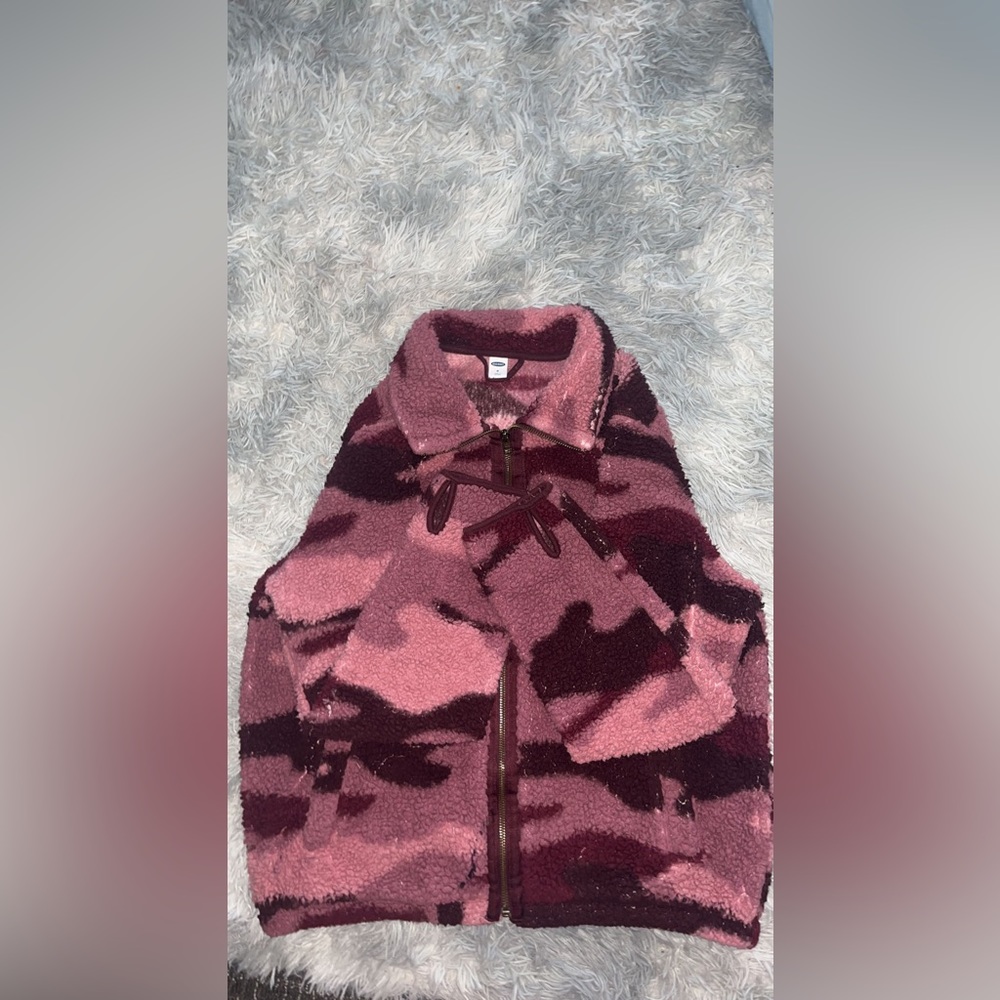 Purple and pink zip up wool comfy jacket